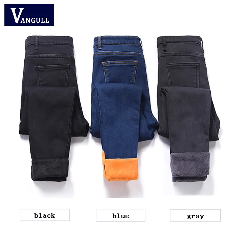 

Vangull Fleece Lined Winter Jeans Women Trousers 2019 New Thick Warm Jeans Pencil Denim Pants Plus Velvet Slim Casual Ankle Jean