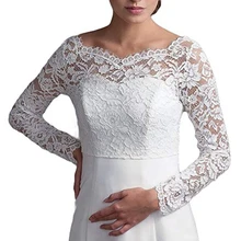 GOHYPDUG Bridal Новая женская мягкая кружевная Куртка болеро с длинным рукавом и v-образным вырезом Свадебные накидки для невесты