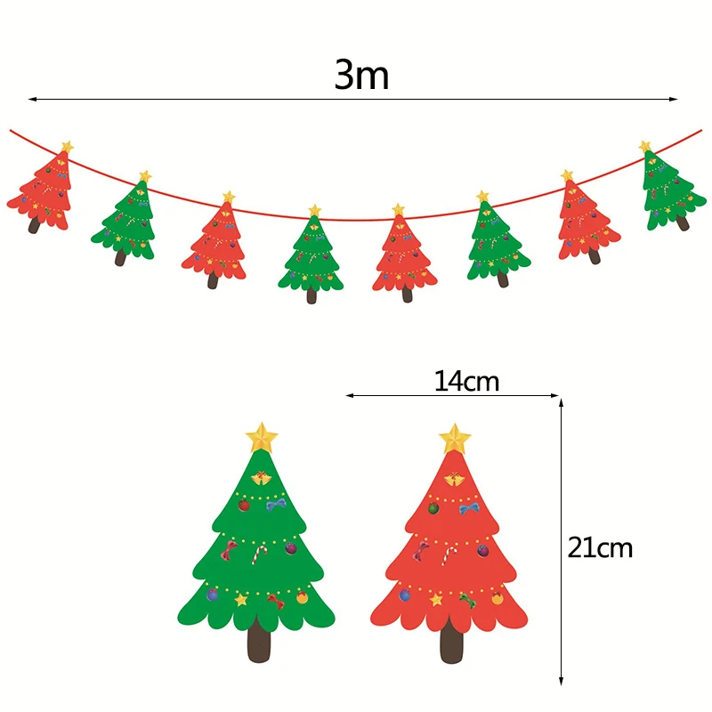 3 м Рождественское украшение Баннер Санта Клаус Снеговик Олень Рождественское дерево носок звезда настенный Бумажная гирлянда для нового года Рождество украшения - Цвет: G10 xmas tree