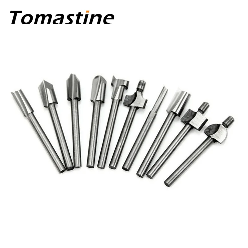 10pcs Hss Router Bits Wood Cutter Milling Fits Dremel Rotary Tool Set 1