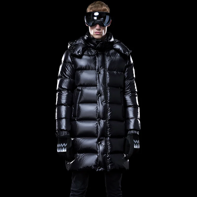 

AYUNSUE Men's Down Jacket Long Winter Coat Thick Warm Puffer Goose Down Jacket Men Clothes 2019 Hooded Plus Size Coats KJ3115
