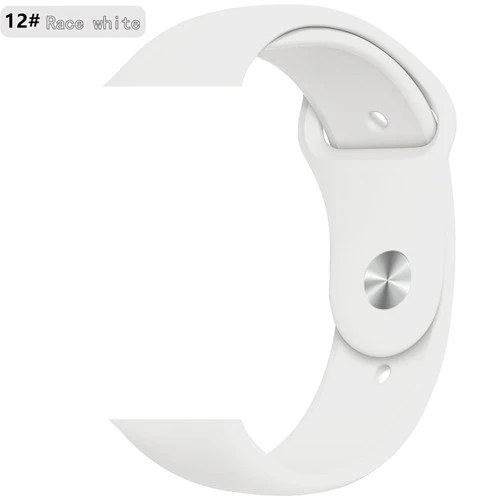 Ремешок для Apple Watch 44 мм/40 мм iWatch 42 мм 38 мм силиконовый спортивный браслет ремешок для Apple watch 5 4 3 2 1 40 44 мм - Цвет ремешка: Race white 12
