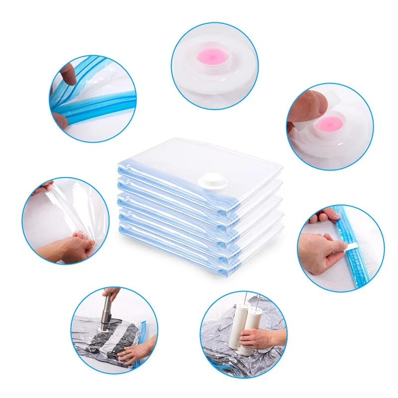 

Thickened Vacuum Storage Bag Vacuum Compressed Bag with Hand Pump Reusable Blanket Clothes Quilt Storage Bag Organizer