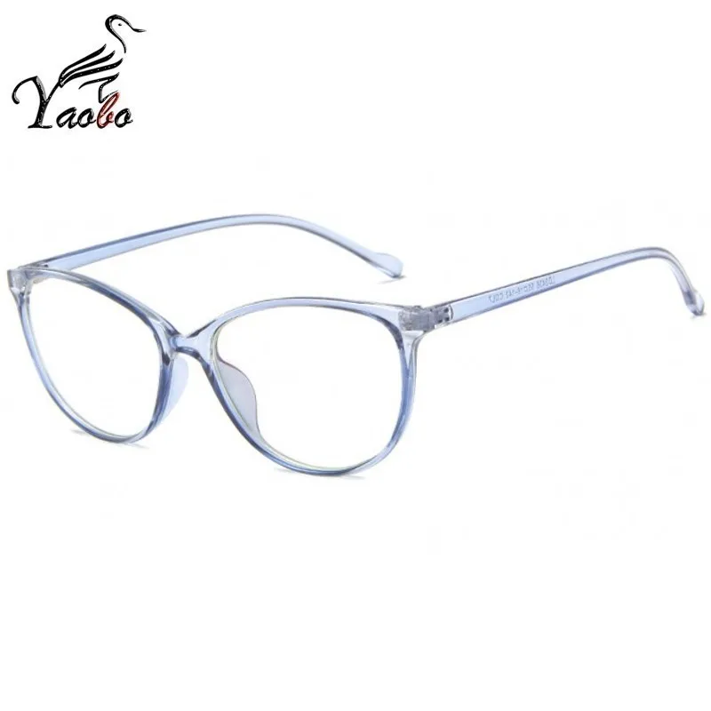 BLUE Сексуальные модные Cateyes очки из поликарбоната, прозрачные очки с обычными линзами, очки для близорукости, оправа для девушек, брендовые дизайнерские черные поддельные женские очки - Цвет оправы: BLUE