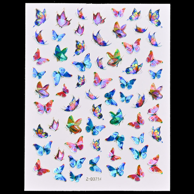 Craft Sticker 3D Nail Art Sticker Ultra-thin Butterfly Nail Art Decoration Sticker Holographic Laser Butterfly Nail Decals