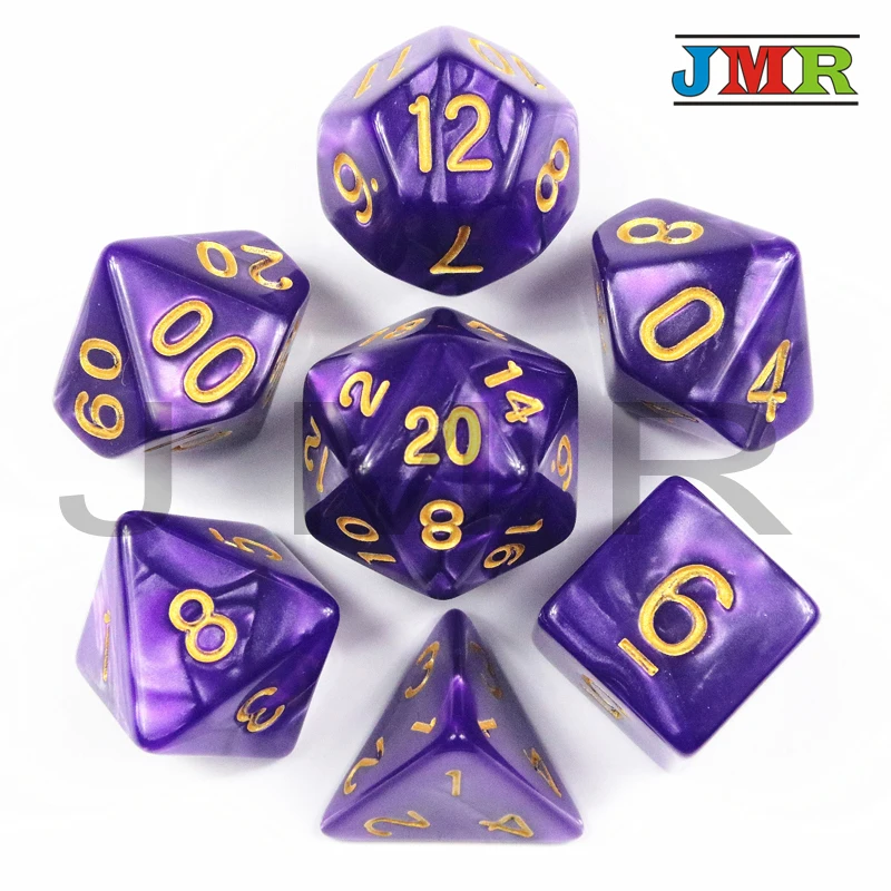 Абсолютно новый набор из 7 игральных костей с перламутровым эффектом Poker DnD D4 d6 d8 d10