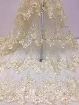 

2019 wholesale luxury new French mesh lace fabric 3D flower African tulle mesh lace fabric high-quality African lace fabric