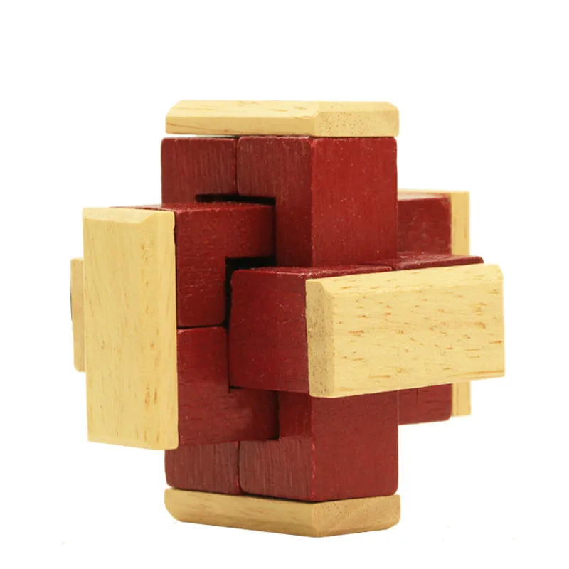 3D деревянные головоломки для повышения IQ головоломка деревянная Блокировка игра игрушка головоломка интеллектуальное обучение Развивающие для взрослых Детский подарок - Цвет: KM32