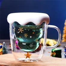 Креативный двухслойный стеклянный стакан 300 мл Рождественская елка звезда стеклянная чашка для воды высокая температура кружка лучший рождественский подарок 1023#30