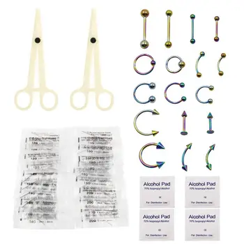 

1set professional Body Ear Piercing Kit Surgical Steel Piercing Needles 12/14/16/18/20G Piercing Clamps Piercing Jewelry Tools