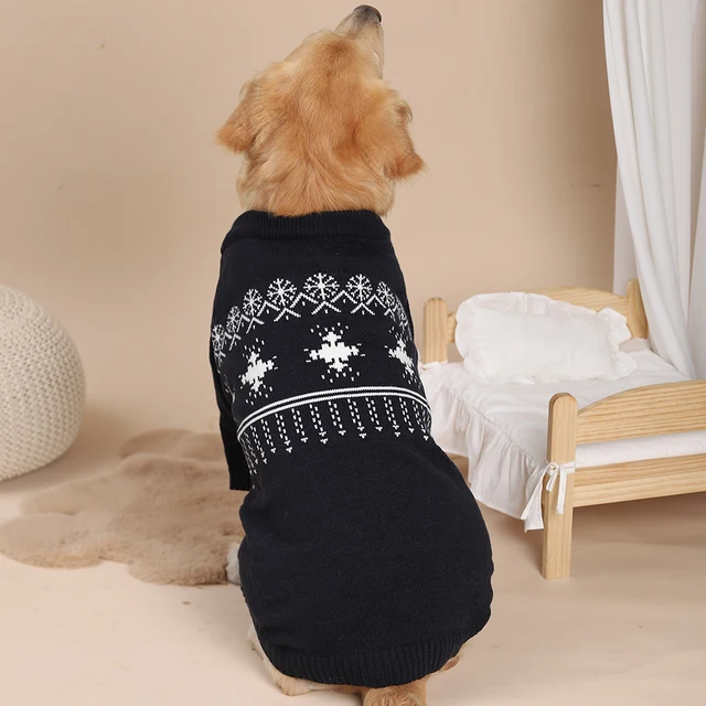 HOOPET Snowflake Warm Red Sweater For Big Dogs Winter Outing Soft Pet Clothing Christmas Dog