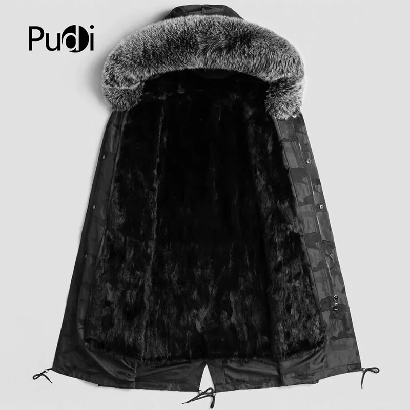 PUDI MT8109 Мужская Новая Модная хлопковая куртка-парка с подкладкой из натурального меха норки, куртки с капюшоном из лисьего меха, осенне-зимняя повседневная верхняя одежда