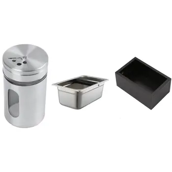 

Stainless Steel Flour Sifter Cup Baking Sugar Salt Pepper Bottle & Stainless Steel Espresso Coffee Knocking Box