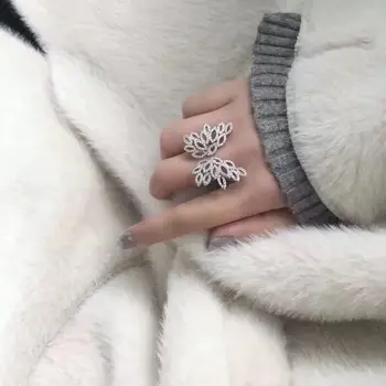 

NPKDS Fashion S925 Sterling Silver Sweet Gift Wild Personality Ins Style Exaggerated Full Diamond Three-dimensional Wings Ring