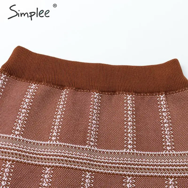 Simplee, сексуальное женское вязаное платье, элегантное, 3 предмета, кардиган, платье в клетку, уличная одежда, для девушек, геометрический рисунок, шикарное, осеннее платье-свитер, костюм