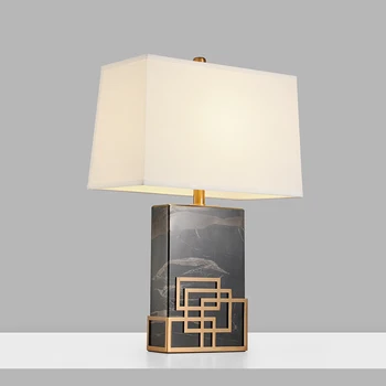 

Chinese modern marble metal texture design lamp for living room fabric lampshade bedroom table lamps ypf0814257