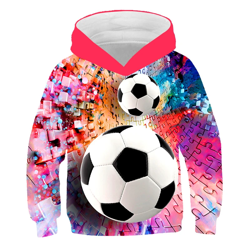 Student Kleding 3D Voetbal Fall Jongens En Meisjes Sweatshirt Kinderen Team Capuchon Kids Top Jas 4 9|Hoodies en sweaters| -