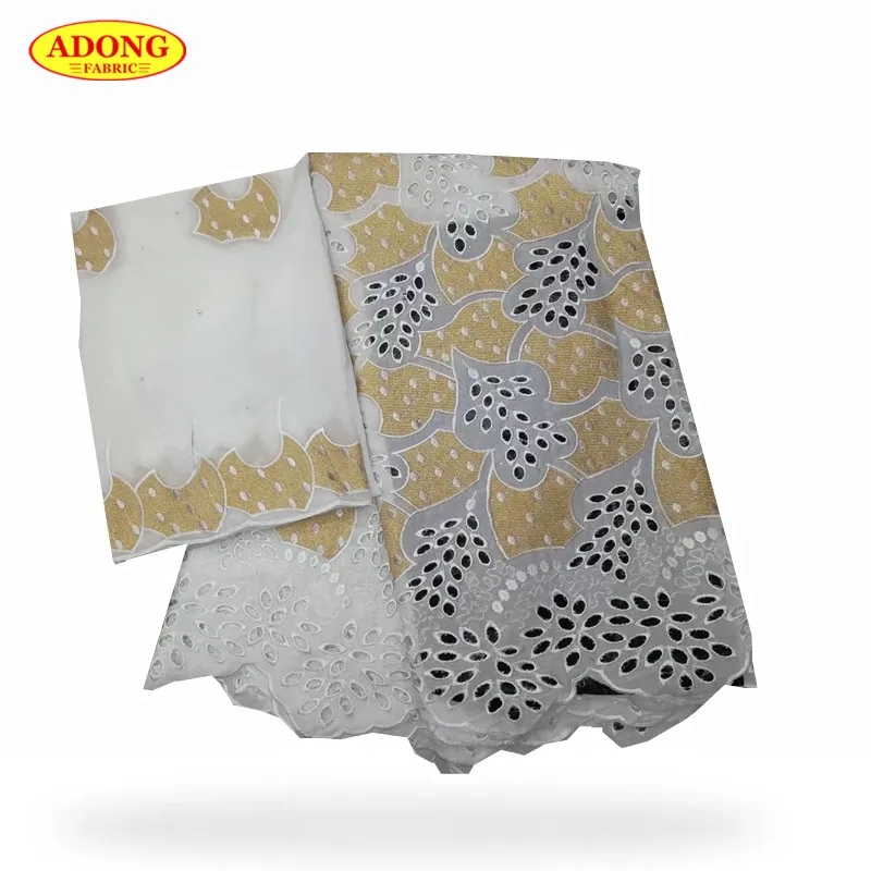 

New African Fabric With Stones 5 yards Swiss Voile lace fabrics In Switzerland + 2 yards Chiffon Lace For Wedding Long Dresses