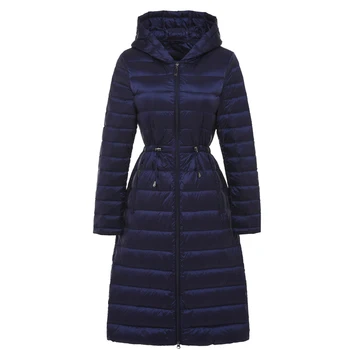 

Woman Long Weightless Jacket Female Hooded Ultra Light Padded Jackets Winter Down Coat Casual Parkas Solid