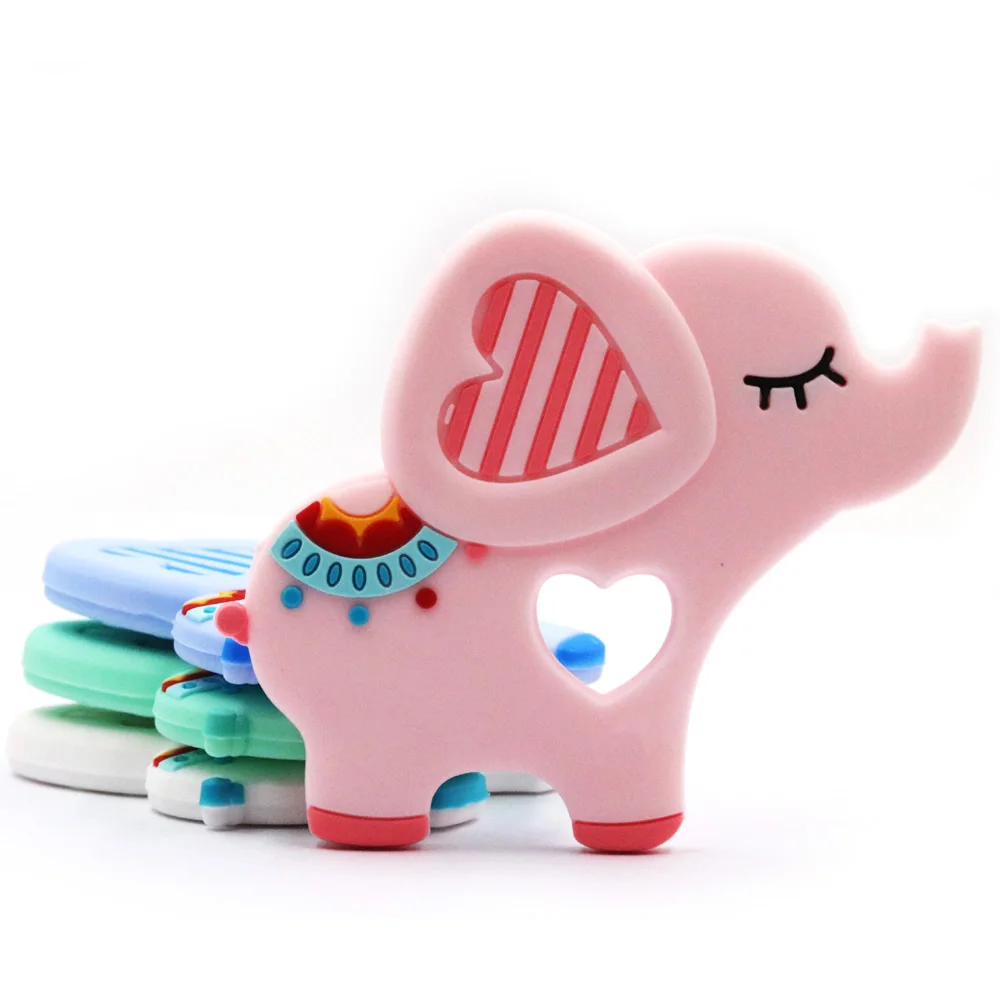 

Baby Safe Silicone Teether Rodents Animal Elephant Ring Necklace Teether Infant Toddle Chew Charms Kids Teething Toys Rodent