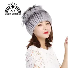 Новая Вязаная шапка из натурального меха кролика рекс шапка-Кепка головной убор женские тапки skullies оптом