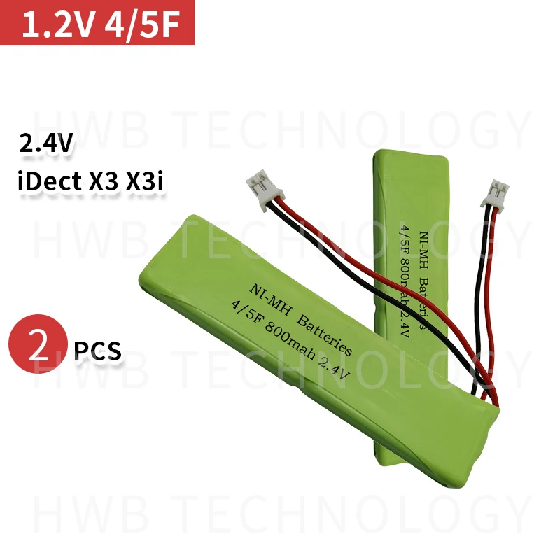 2pcs/lot Sanik Ni-MH 2.4V 800mAh Cordless Phone Battery iDect X3 X3i 2SN-3/5F60H-H-JP2 US | Электроника