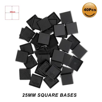 40pcs/60pcs/100pcs 20mm*20mm Square Model Bases for Warhammer Wargames Table Games Plastic Black MB1020
