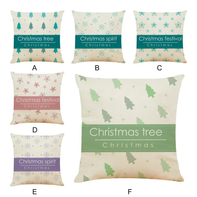 Pillowcase Christmas 45x45cm Pillow Case Throw Cushion Cover Xmas Theme Letter Pattern Home Decoration