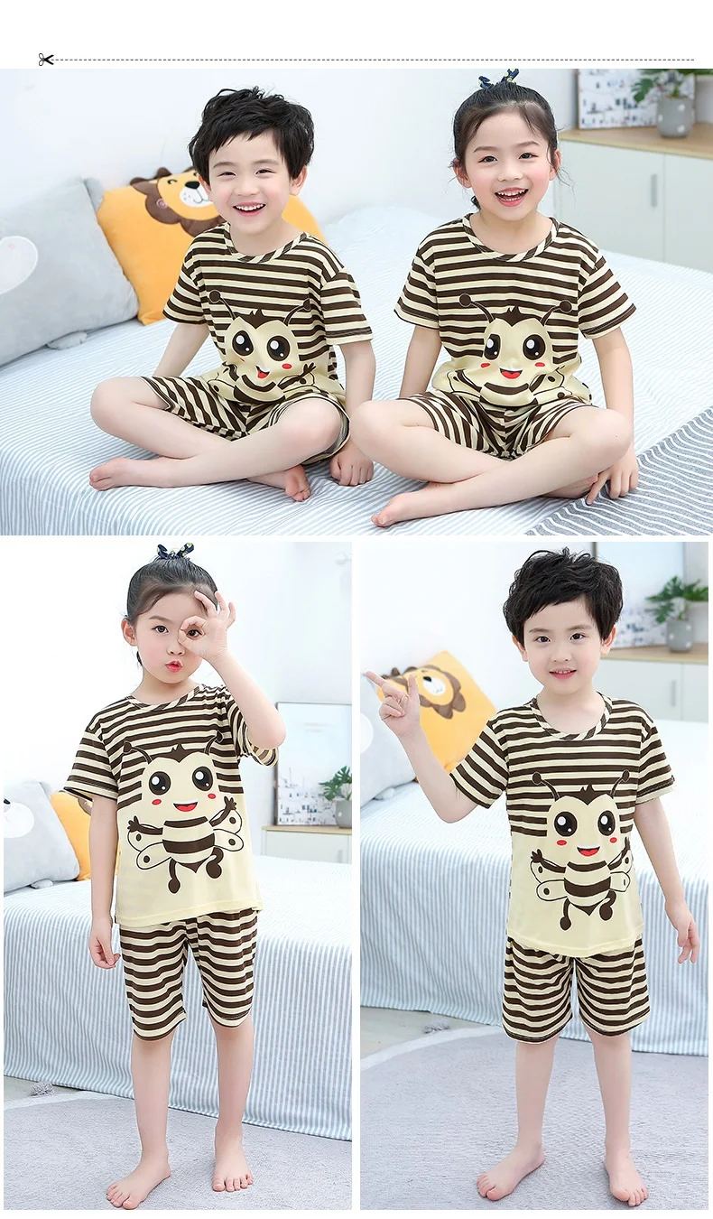 baby nightgowns cost 2021 Children Pajamas Set Kids Baby Girl Boys Cartoon Casual Clothing Costume Short Sleeve Children Sleepwear Pajamas Sets baby nightgown