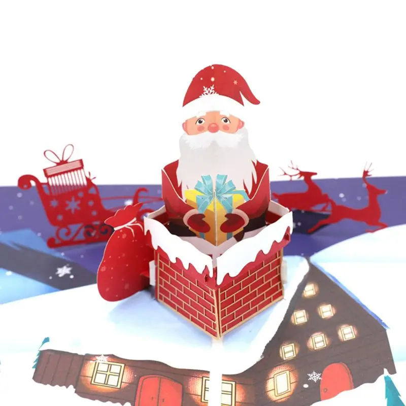  3D Pop Up Santa Claus Greeting Cards Postcards Invitations with Envelope for Kid - 4.0003E+12