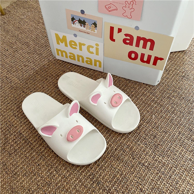 2020 New Men/ Women Cartoon Pig Slippers Female Summer Couple Cute Home Indoor Bath Non-slip Bath Room Sandals And Slippers