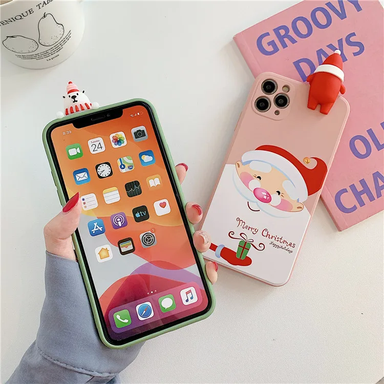 Жидкий силиконовый Рождественский чехол для iPhone 12 Pro Max 12Max модный защитный