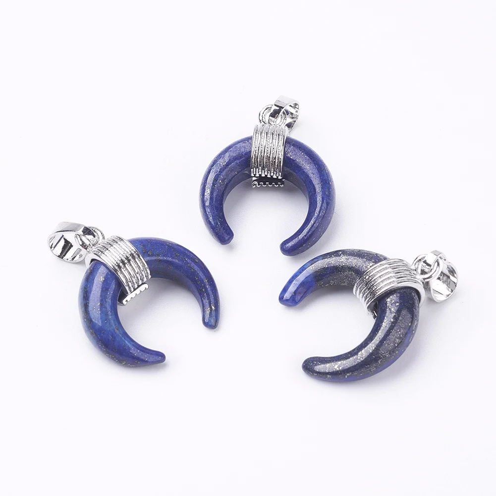 10pcs Natural Stones Green Aventurine Tiger Eye Moon Shape Pendant Charms for Jewelry Making DIY Necklace Accessories