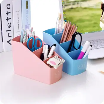 

Plastic Desktop Storage Organizer Caddy Remote Control Pen Pencil Makeup Holder Box for Kitchen Office Desk Home Bathroom
