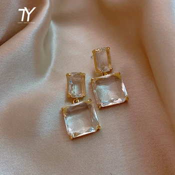 2020 new transparent glass block women’s Earrings luxury Party Jewelry sexy girls unusual Christmas Earrings Fashion Accessories