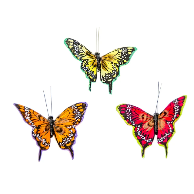 3 pc Artificial feather fake butterfly butterfly decoration