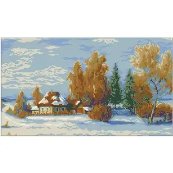 

Rural landscape in winter Counted Cross Stitch 11CT 14CT 18CT DIY Chinese Cross Stitch Kit Embroidery Needlework Sets home decor