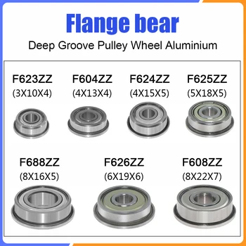 

10pcs Flange Ball Bearings F604ZZ F623ZZ F624ZZ F625ZZ F684ZZ F688ZZ 3D Printers Parts Deep Groove Pulley Wheel Aluminium Part