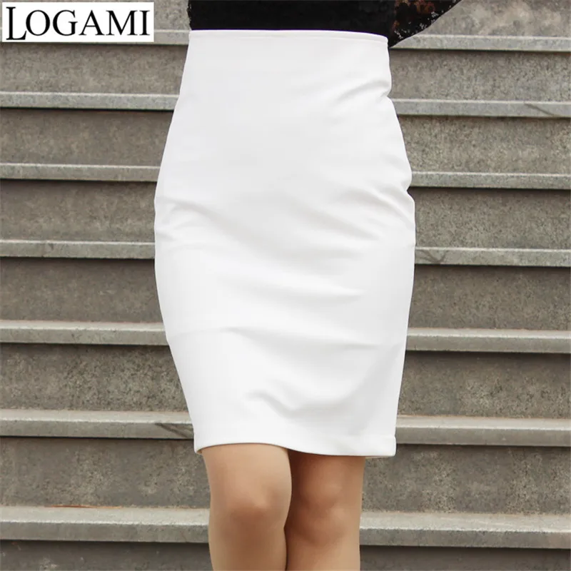 Новое поступление женщин высокая талия пр Bodycon карандаш юбки черный / белый
