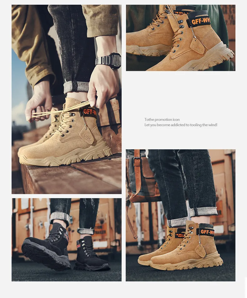 Новинка года; осенние мужские военные ботинки; уличные модные парусиновые кроссовки с высоким берцем; повседневные ботинки; цвет черный, хаки; Zapatos De Hombre; дезерты