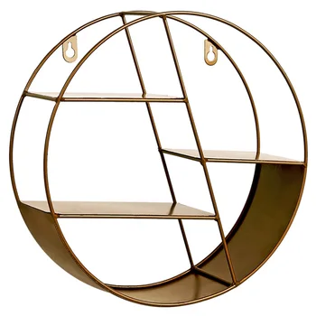 

Hot Wrought Iron Wall Storage Shelf Floating Shelf Decorative Home Living Room Decor Space Saving Organizer - Copper Black White