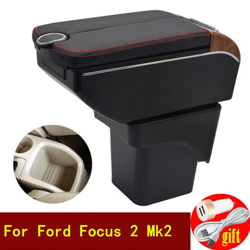 Для Ford Focus 2 подлокотник mk2 двойные двери открыть 7USB центр консоль коробка для