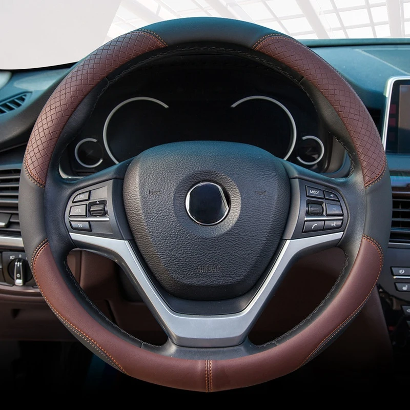 Coprivolante Per Auto Impugnatura In Pelle Goffrata 38 Cm A Forma Di D Accessori Rosa Per Bmw Vw Scirocco Audi R8 Subaru Wrx