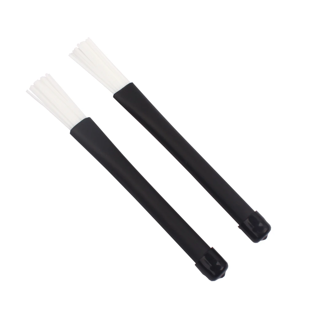 2 Pcs White Nylon Drum Sticks Brushes Drumsticks with Rubber Handles for Rock Jazz Music