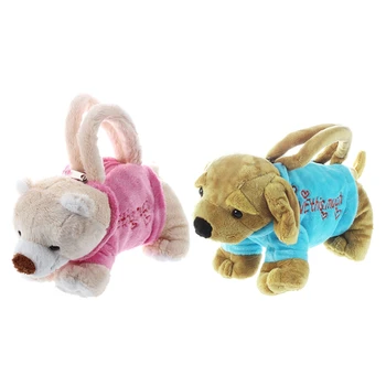 

2Pcs 3D Dog Bags Toys Handbag 25x10Cm - Blue Dog & Beige Dog in Pink Clothes
