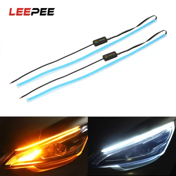 

LEEPEE 2 piece Car Headlight Daytime Running Light 12V DC Car Styling LED Running Light Turning Signal Lamp Auto DRL Waterproof