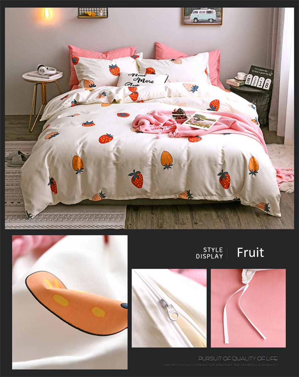 Комплект постельного белья с рисунком кота из мультфильма, Хлопковое одеяло Kawaii, Комплект постельного белья s для женщин и девочек, двуспальные простыни и наволочки
