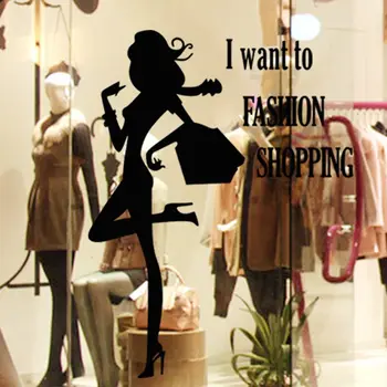 

Clothing Store Wall Sticker Sexy Lady Girls Decoration Clothing Store Decal Cloakroom Showcase Decor Clothing Shop Glass Decal