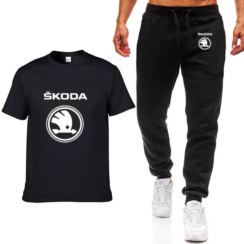 Модные летние мужские футболки с логотипом Skoda Car повседневные хлопковые