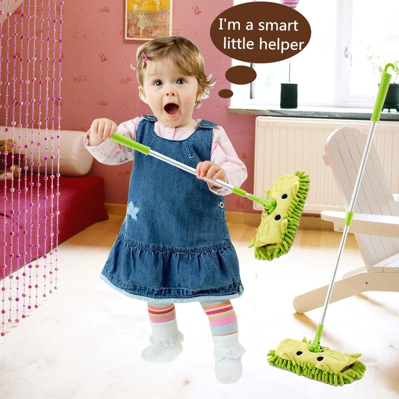 

Baby Mini Simulation Cleaning Toys Set Child Mop Broom & Dustpan Set Sweeping House Telescopic Tablet Drag Pretend Play Toys